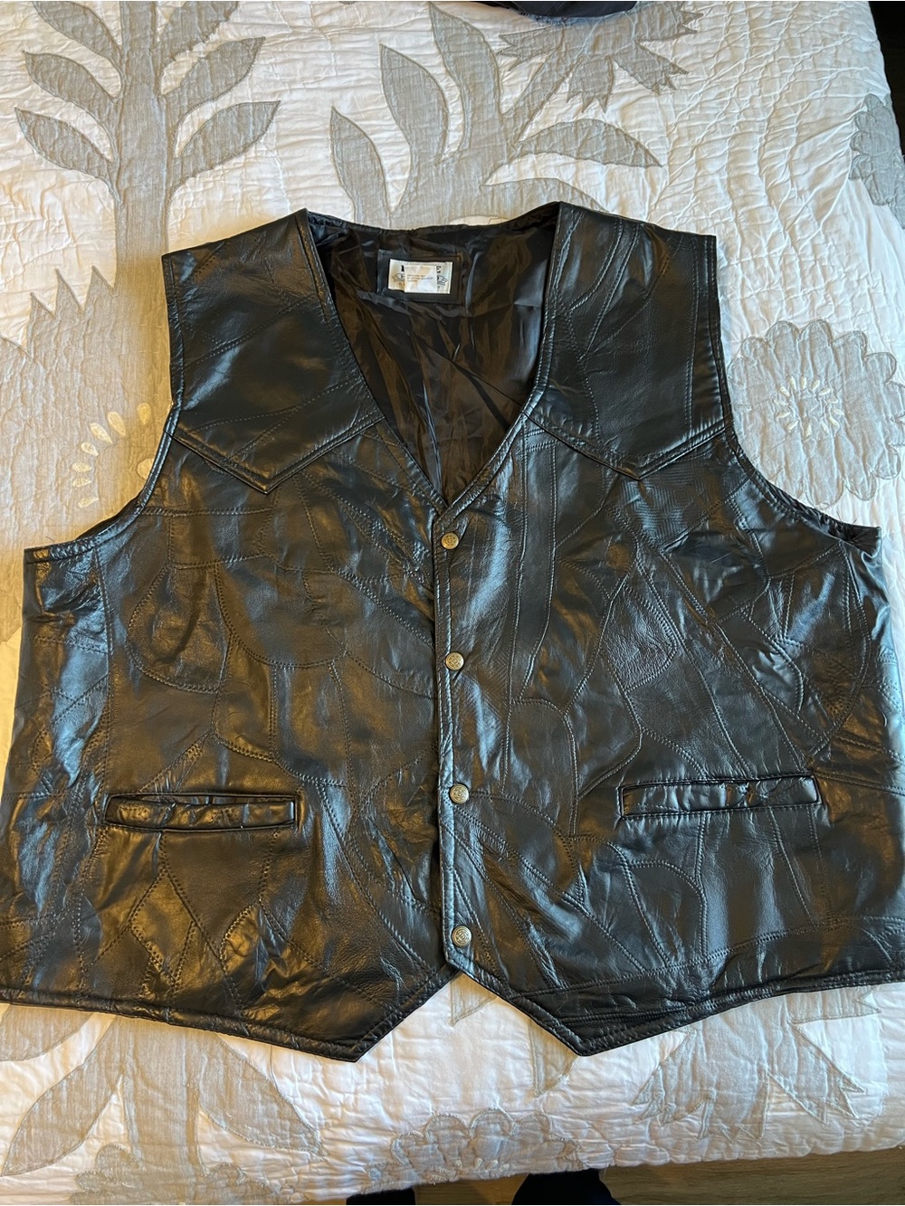 Duke Haband 100% Leather Vest Men 3XL Motorcycle Biker Western Cowboy Riding 90s